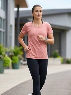 Nike Dri-FIT Legend Swoosh Women's Size Medium Pink Coral T-shirt Athleisure Gym